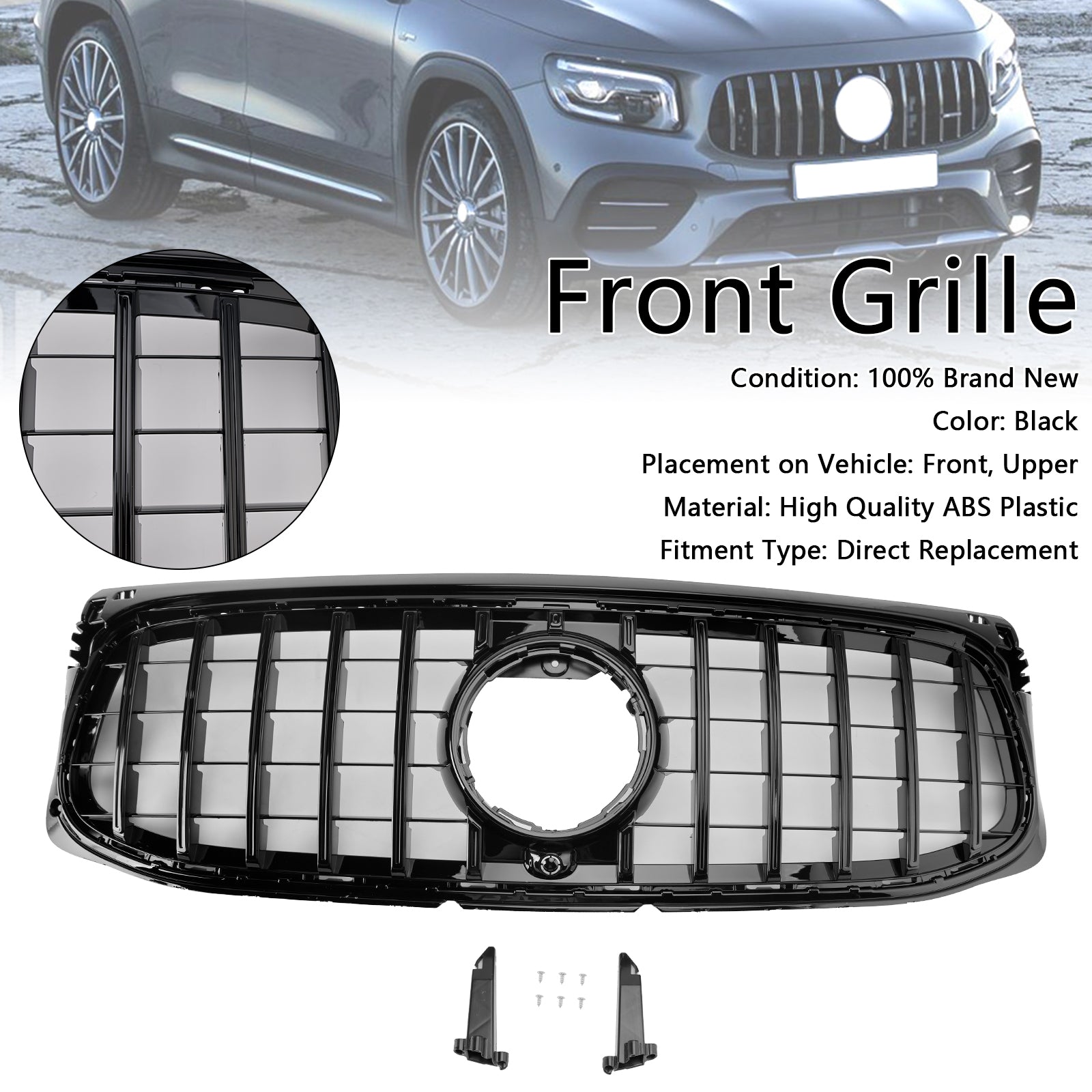 2020-2023 Mercedes Benz GLB-Klasse X247 GT Style Grill Front Stoßstange Ersatz für glänzende Schwarze Kühlergrill