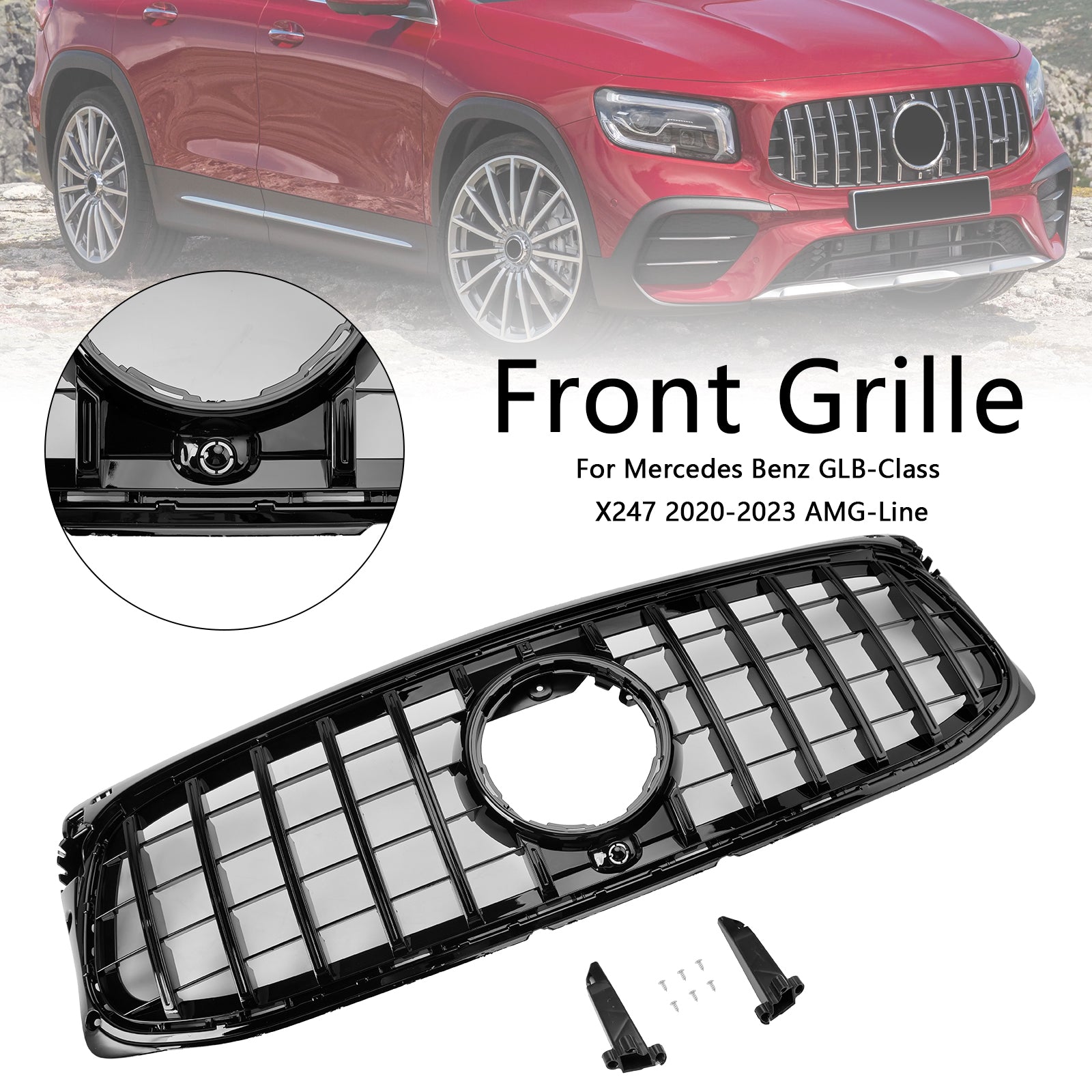 2020-2023 Mercedes Benz GLB-Klasse X247 GT Style Grill Front Stoßstange Ersatz für glänzende Schwarze Kühlergrill