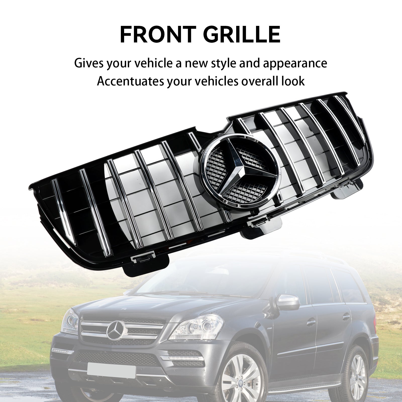 2009.06-2012 Mercedes-Benz Classe GL X164 GL350/GL450/GL500 Grille de pare-chocs avant Grille chromée/noire