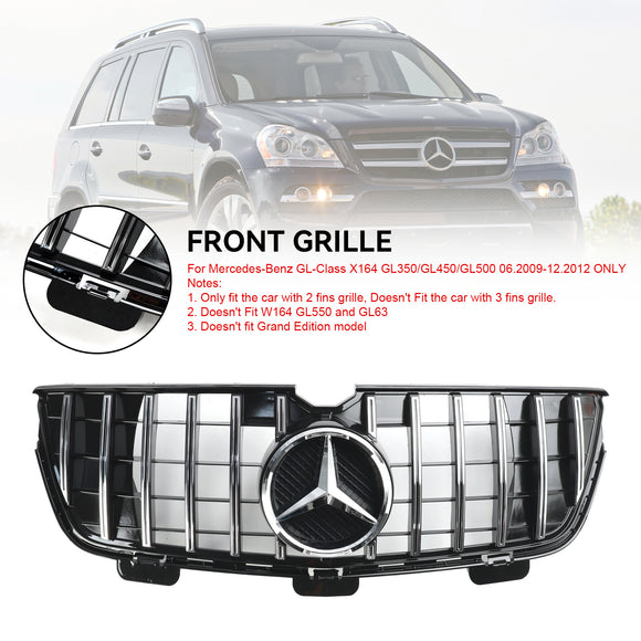 2009.06-2012 Mercedes-Benz Clase GL X164 GL350/GL450/GL500 Parrilla de parachoques delantero cromada/rejilla negra