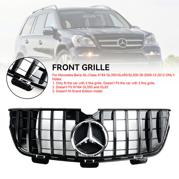 2009.06-2012 Mercedes-Benz Clase GL X164 GL350/GL450/GL500 Parrilla de parachoques delantero cromada/rejilla negra