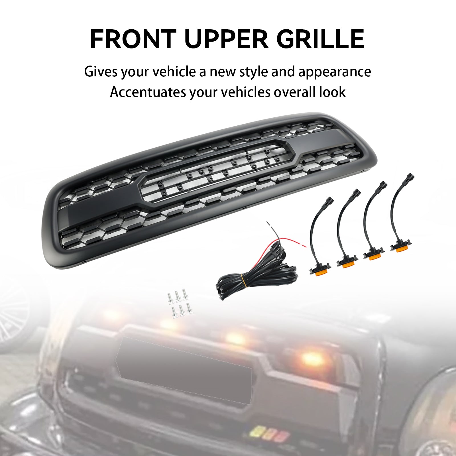 Toyota Sequoia 2001-2004 Front Bumper Grill Matte Black Grille W/ LED Lights