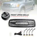 2001-2004 Toyota Sequoia TRD PRO Style Grille de pare-chocs avant Grille noire mate avec lumières LED-3