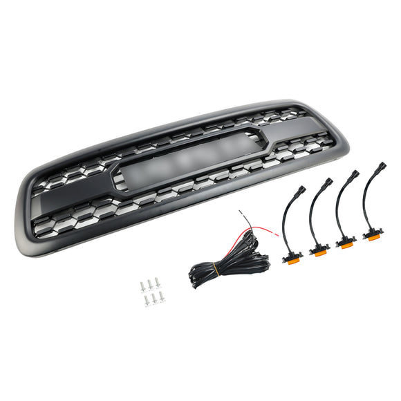 2001-2004 Toyota Sequoia TRD PRO Style Grille de pare-chocs avant Grille noire mate avec lumières LED