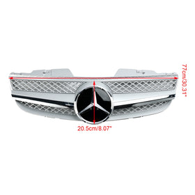 2007-2008 Mercedes Benz SL-Klasse R230 SL500 SL550 SL600 SL63 AMG Voorbumpergrill Zilver Chrome Grille - 0