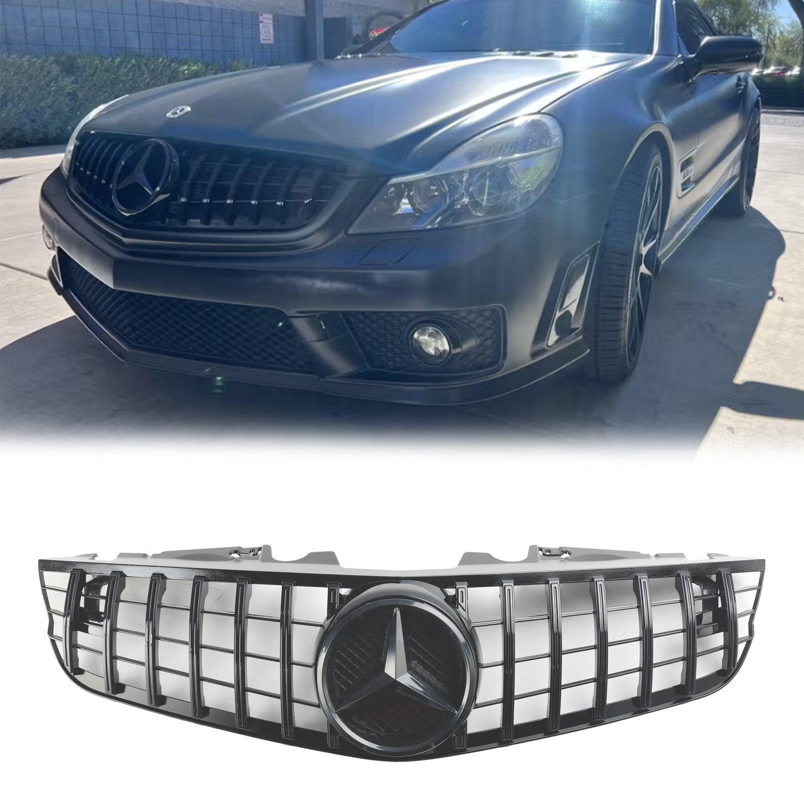 2009-2012 Mercedes Benz SL-Class R230 SL500 SL550 SL63 SL65 Front Bumper Upper Grill AMG Style Grille