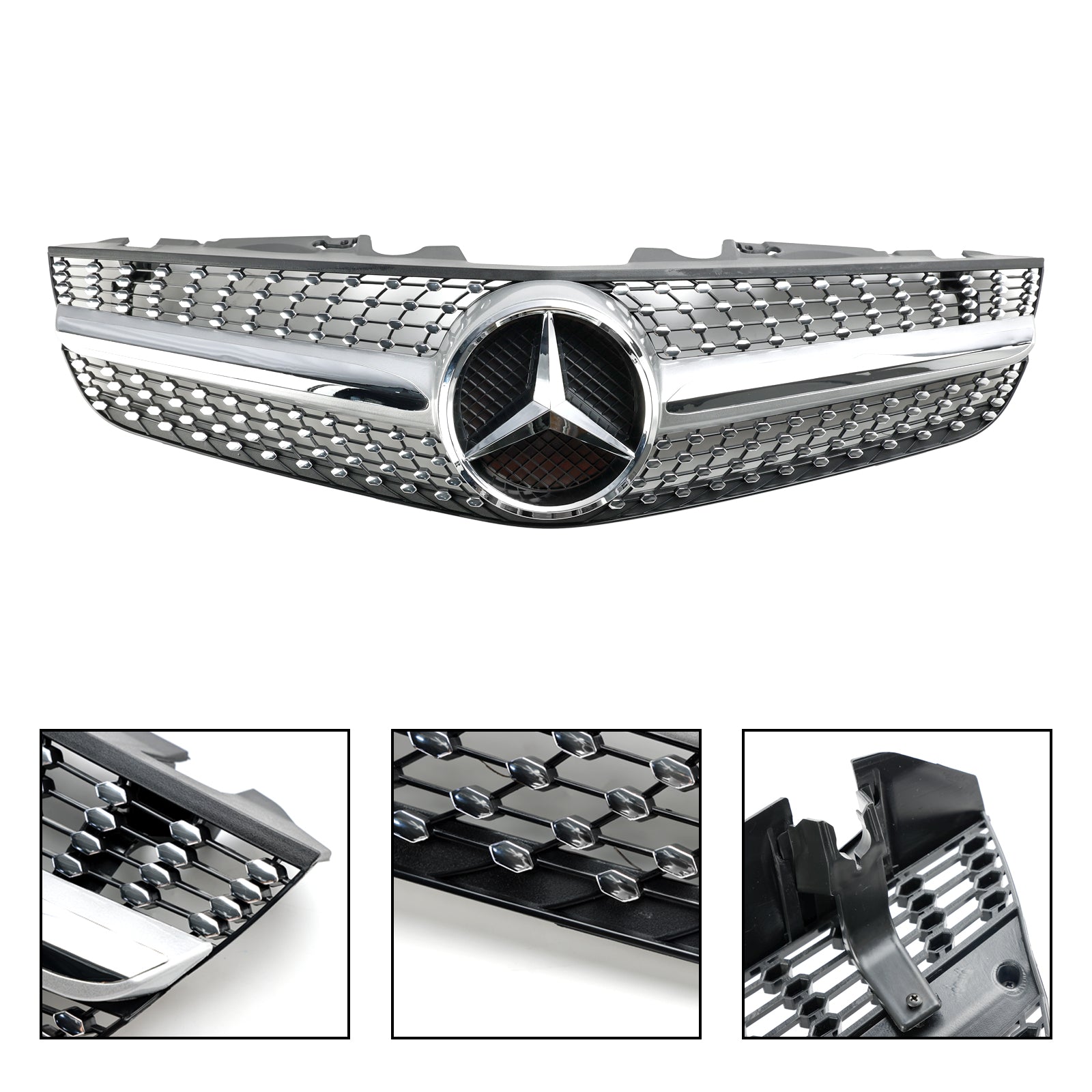 2009-2012 Mercedes Benz SL-Class R230 SL500 SL550 SL63 SL65 Front Bumper Upper Grill AMG Style Grille