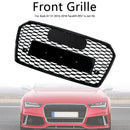 2016-2018 Audi A7 / A7 Sline / S7 4G Facelift Honeycomb Front Bumper Grill RS7 Style Black Grille With Silver Ring Emblem-3