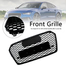 2016-2018 Audi A7 / A7 Sline / S7 4G Facelift Honeycomb Front Bumper Grill RS7 Style Black Grille With Silver Ring Emblem-4