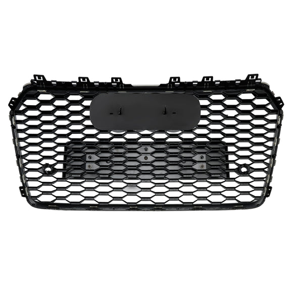 2016-2018 Audi A7 / A7 Sline / S7 4G Facelift Honeycomb Front Bumper Grill RS7 Style Black Grille With Silver Ring Emblem