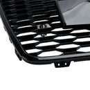 2016-2018 Audi A7 / A7 Sline / S7 4G Facelift Honeycomb Front Bumper Grill RS7 Style Black Grille With Silver Ring Emblem-6