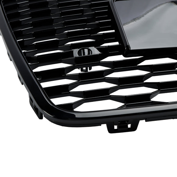 2016-2018 Audi A7 / A7 Sline / S7 4G Facelift Honeycomb Front Bumper Grill RS7 Style Black Grille With Silver Ring Emblem