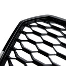 2016-2018 Audi A7 / A7 Sline / S7 4G Facelift Honeycomb Front Bumper Grill RS7 Style Black Grille With Silver Ring Emblem-7