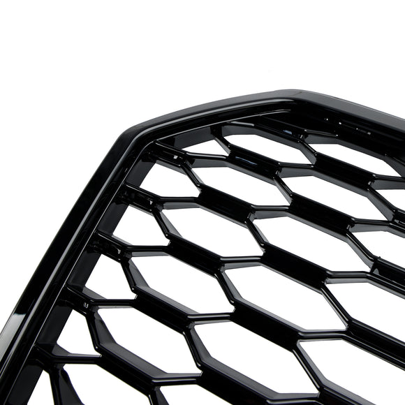 2016-2018 Audi A7 / A7 Sline / S7 4G Facelift Honeycomb Front Bumper Grill RS7 Style Black Grille With Silver Ring Emblem