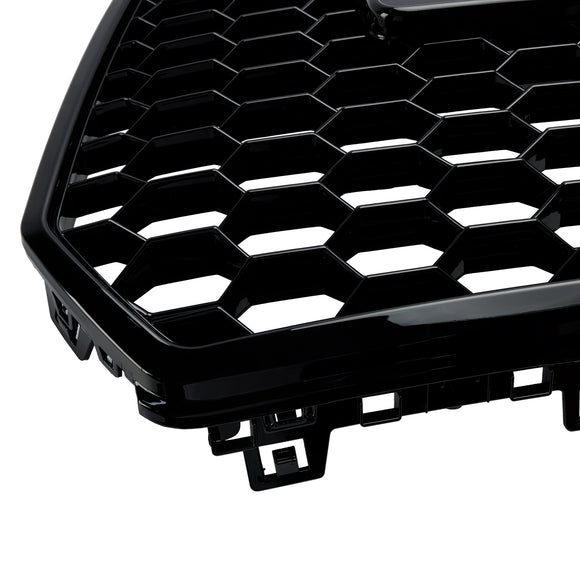 2016-2018 Audi A7 / A7 Sline / S7 4G Facelift Honeycomb Front Bumper Grill RS7 Style Black Grille With Silver Ring Emblem