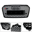 2016-2018 Audi A7 4G S7 Facelift Honeycomb Front Bumper Grill RS7 Style Black Grille-5