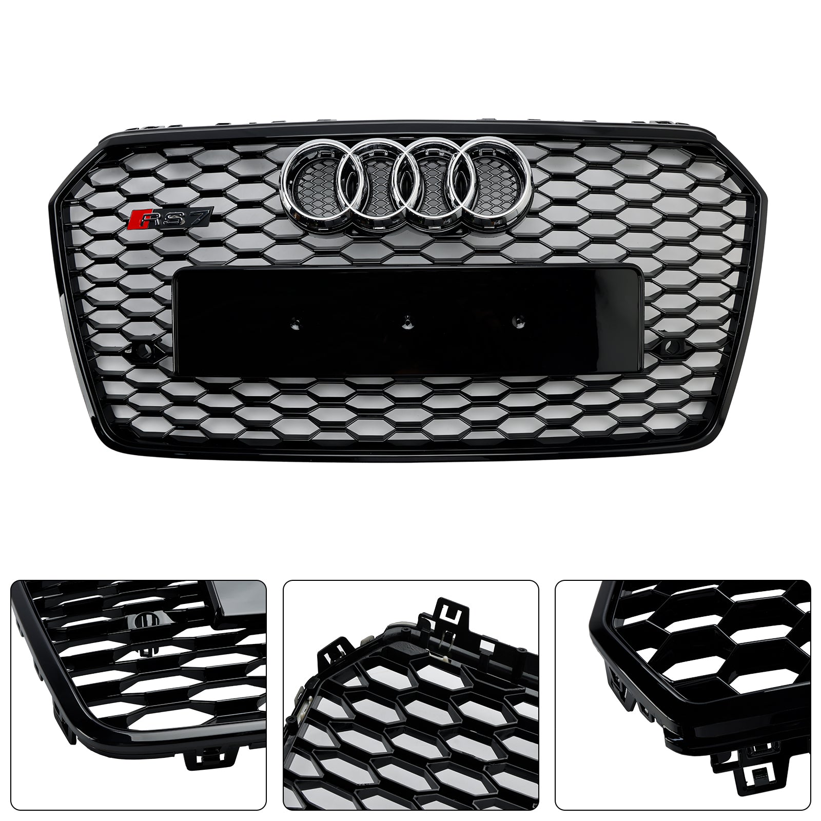 Parachoques delantero con diseño de panal de abeja y facelift Audi A7 4G S7 2016-2018, estilo RS7, color negro