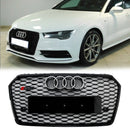 2016 2017 2018 Audi A7 / A7 Sline / S7 4G Front Bumper Honeycomb Grill RS7 Style Black Sport Mesh Grille W/ Ring Emblem-29