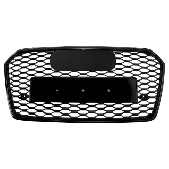 2016 2017 2018 Audi A7 / A7 Sline / S7 4G Front Bumper Honeycomb Grill RS7 Style Black Sport Mesh Grille W/ Ring Emblem