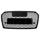 2016-2018 Audi A7 / A7 Sline / S7 4G Facelift Honeycomb Front Bumper Grill RS7 Style Black Grille With Silver Ring Emblem-10