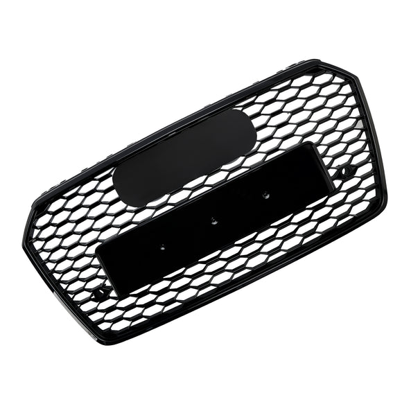 2016-2018 Audi A7 / A7 Sline / S7 4G Facelift Honeycomb Front Bumper Grill RS7 Style Black Grille With Silver Ring Emblem