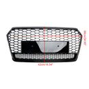 Audi A7 S7 2016-2018 4G Facelift RS7 Quattro Style Front Bumper Grill Glossy Black Honeycomb Grille W/ Ring Emblem-3