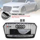 2016 2017 2018 Audi A7 / A7 Sline / S7 4G Front Bumper Honeycomb Grill RS7 Style Black Sport Mesh Grille W/ Ring Emblem-5