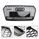 2016 2017 2018 Audi A7 / A7 Sline / S7 4G Front Bumper Honeycomb Grill RS7 Style Black Sport Mesh Grille W/ Ring Emblem-6