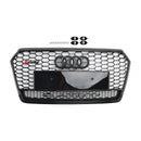 2016 2017 2018 Audi A7 / A7 Sline / S7 4G Front Bumper Honeycomb Grill RS7 Style Black Sport Mesh Grille W/ Ring Emblem-12