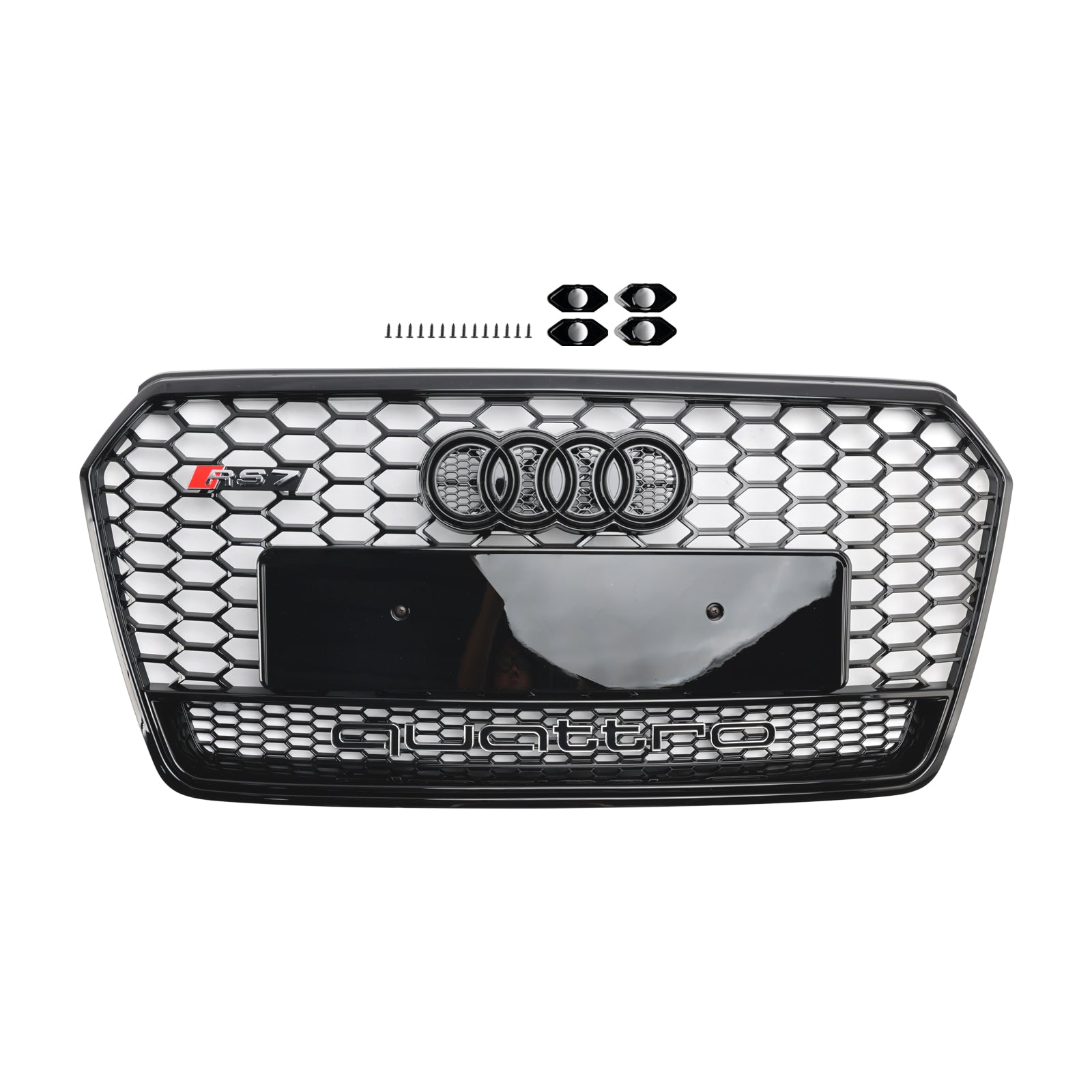 Audi 4G A7 S7 2016-2018 Facelift RS7 Style Front Bumper Grill Glossy Black Honeycomb Grille