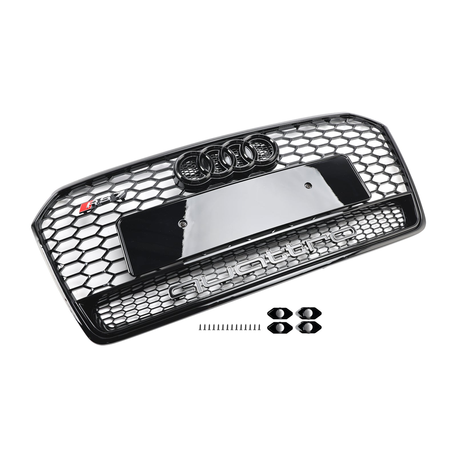 Grille de pare-chocs avant style RS7 Audi 4G A7 S7 2016-2018 Facelift Grille en nid d'abeille noire