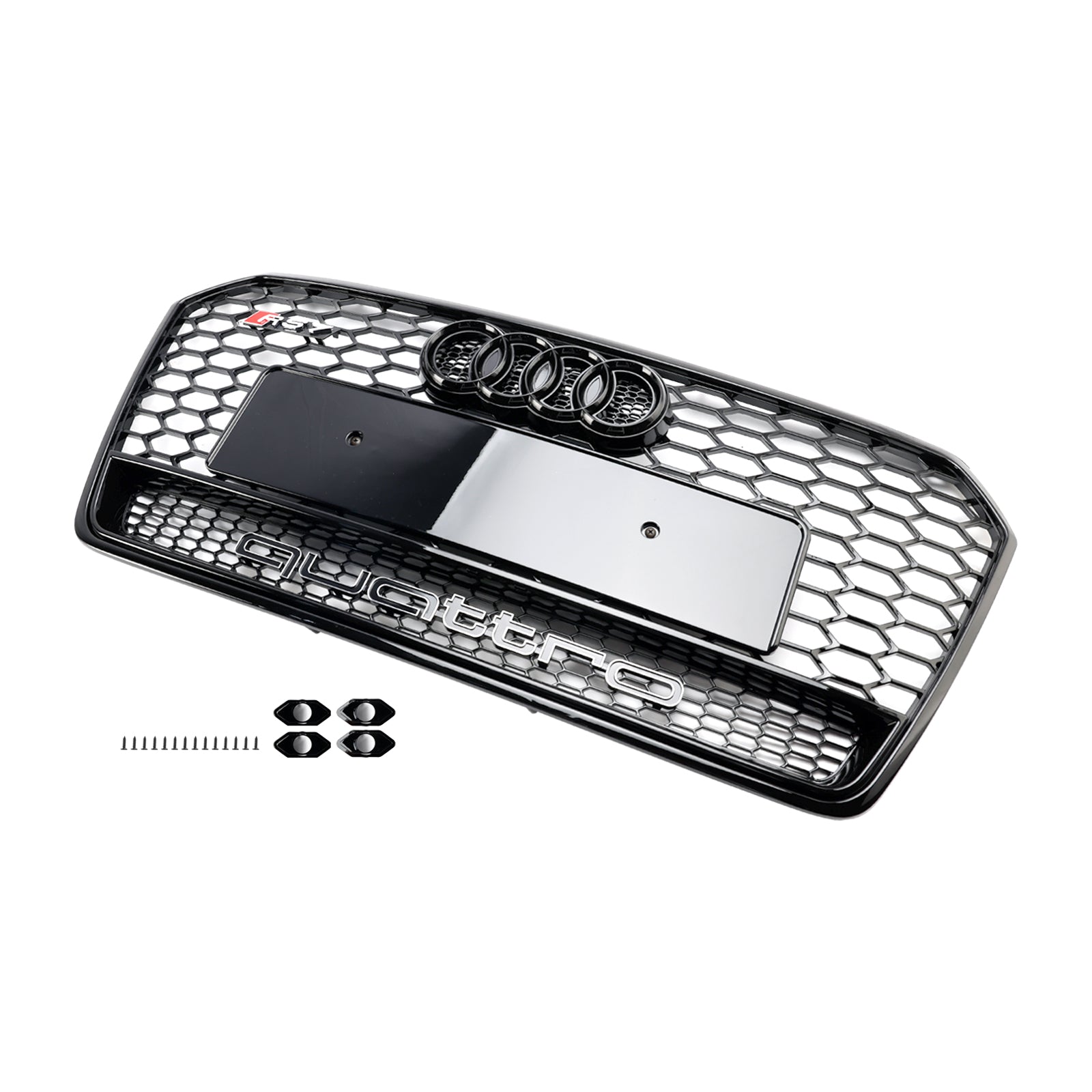 Audi 4G A7 S7 2016-2018 Facelift RS7 Style Grille de pare-chocs avant Grille en nid d'abeille noir brillant