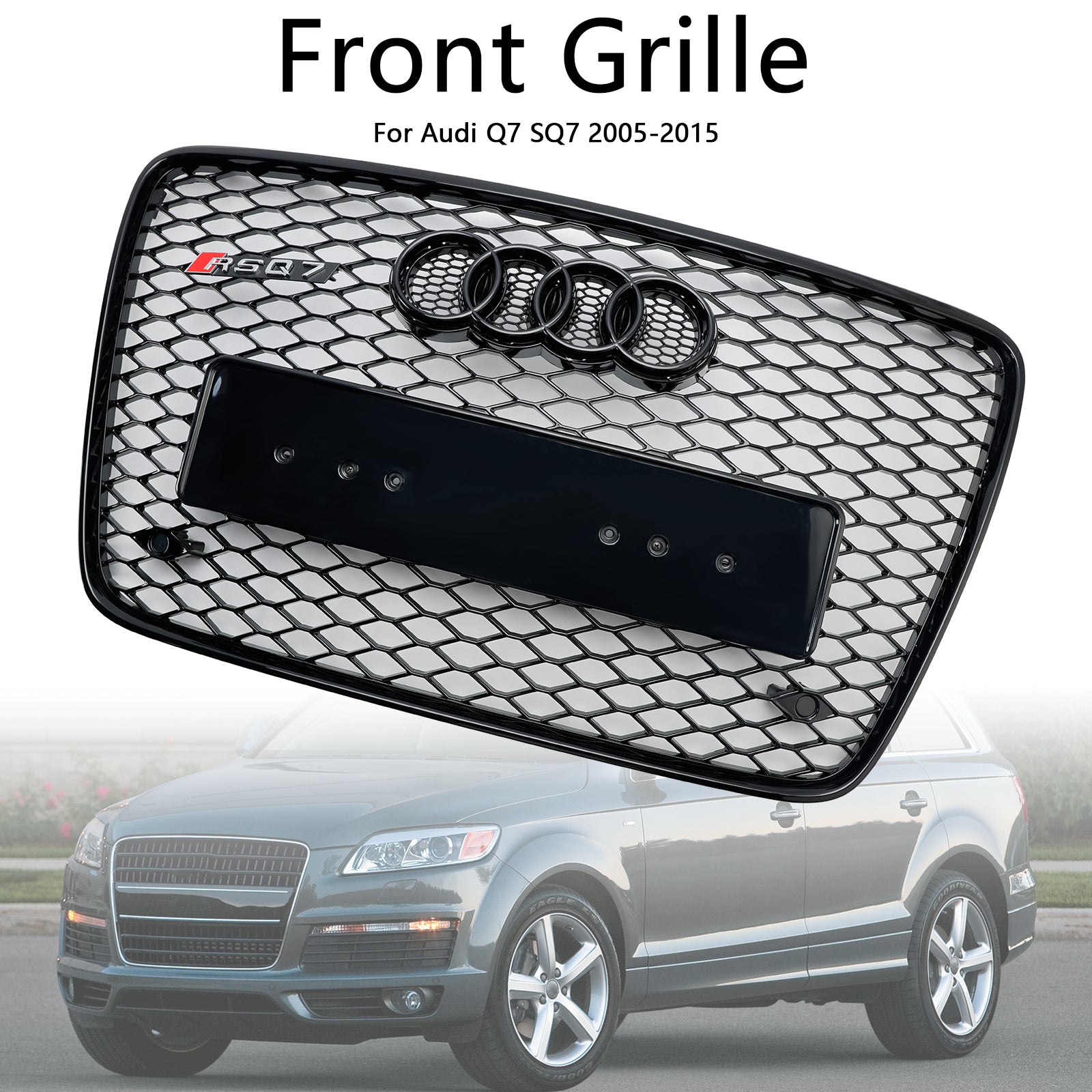 2005-2015 Audi Q7 SQ7 4L Front Bumper Radiator Vent Mesh Grill Gloss Black Grille