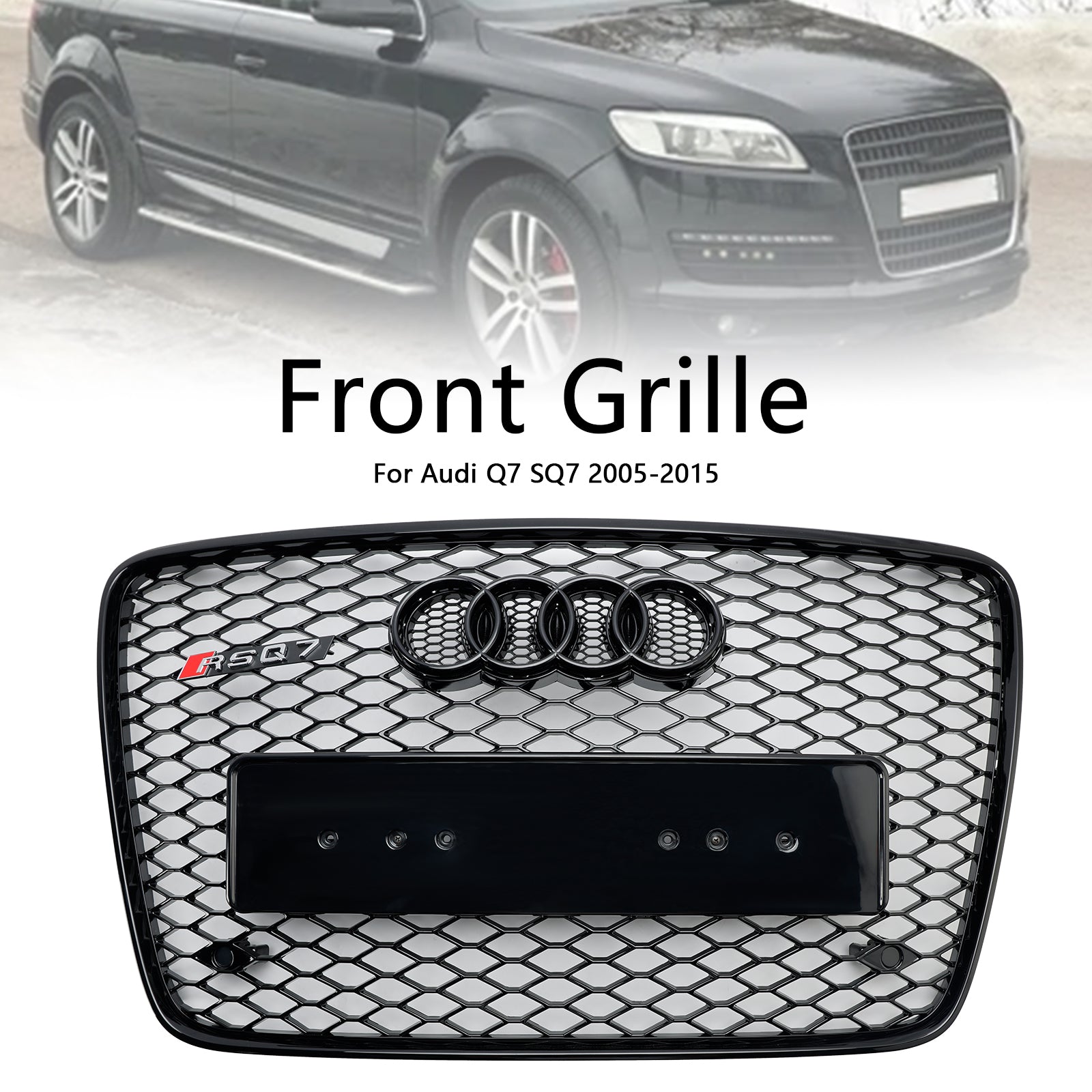 2005-2015 Audi Q7 SQ7 4L Front Bumper Radiator Vent Mesh Grill Gloss Black Grille