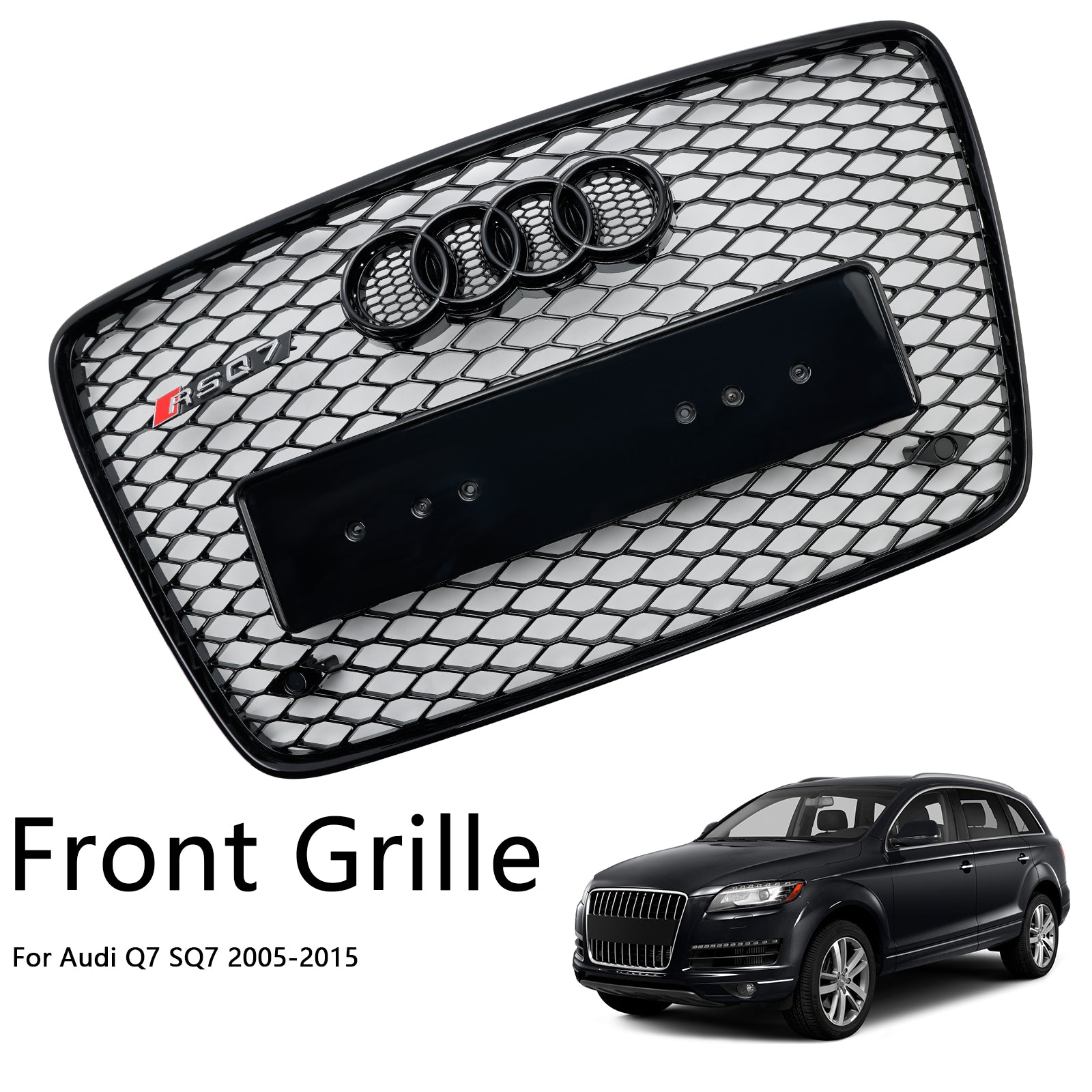 2005-2015 Audi Q7 SQ7 4L Front Bumper Radiator Vent Mesh Grill Gloss Black Grille