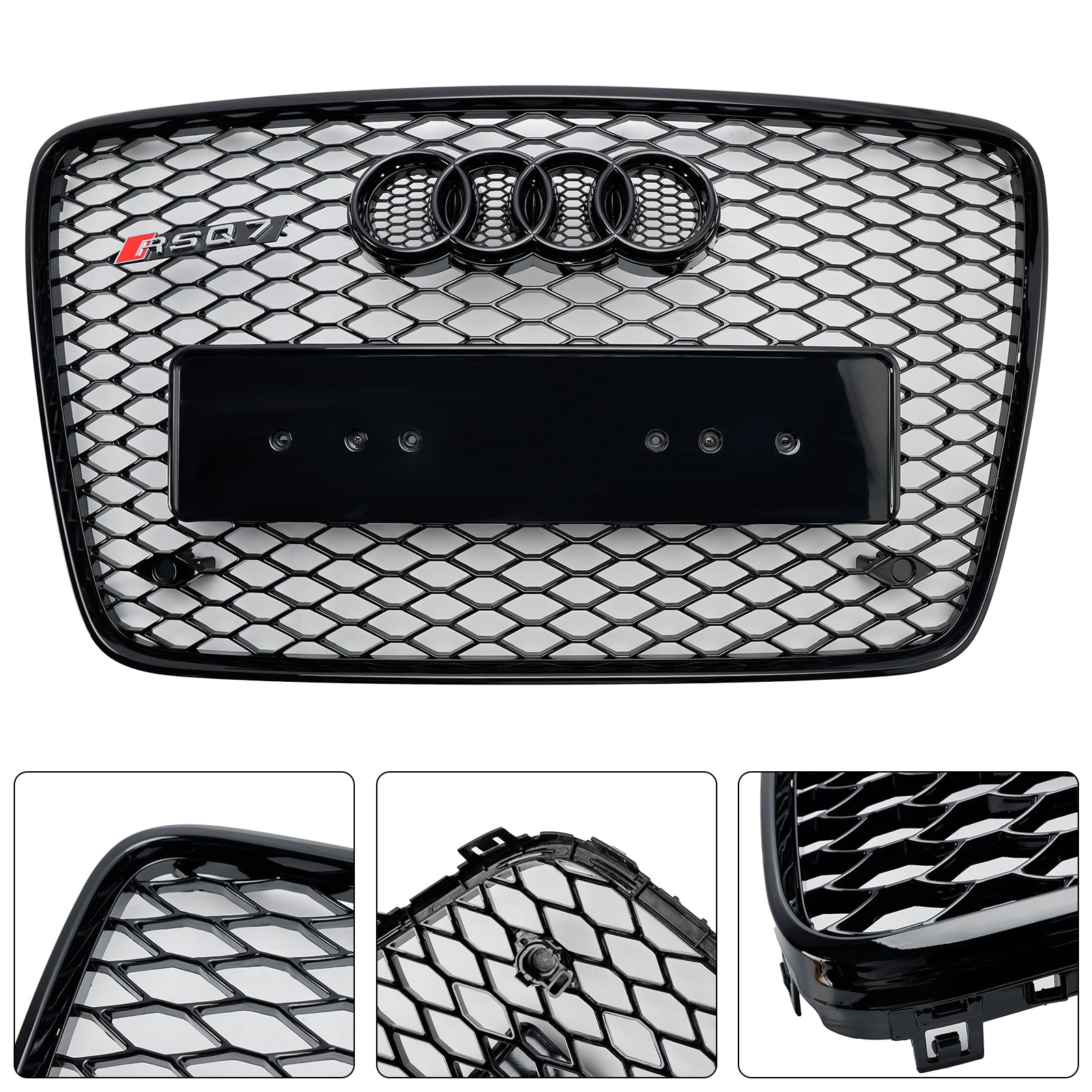 2005-2015 Audi Q7 SQ7 4L Front Bumper Radiator Vent Mesh Grill Gloss Black Grille