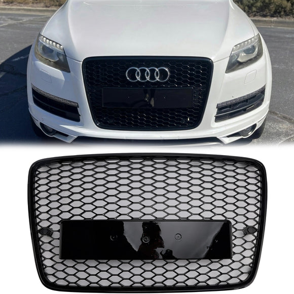 Audi 2005-2015 Q7/Q7 Sline Honeycomb RS Style Rejilla de radiador de parachoques delantero de repuesto, color negro