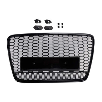 Audi Q7 / Q7 Sline 2005-2015 Honeycomb Front Grille RSQ7 Quattro Style Upper Bumper Replacement Black Mesh Grill - 0