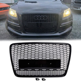 Audi Q7/Q7 S Line 2005-2015 Grade dianteira em favo de mel RSQ7 Quattro estilo amortecedor superior substituição grade de malha preta