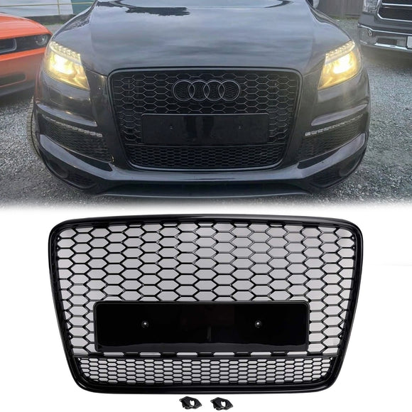 2005-2015 Audi Q7 / Q7 Sline RSQ7 Style Grill Front Bumper Honeycomb Gloss Black Grille