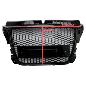 2008–2013 Audi A3 S3 8P Waben-Frontstoßstangengrill im RS3-Stil, glänzend schwarzer Kühlergrill - 0