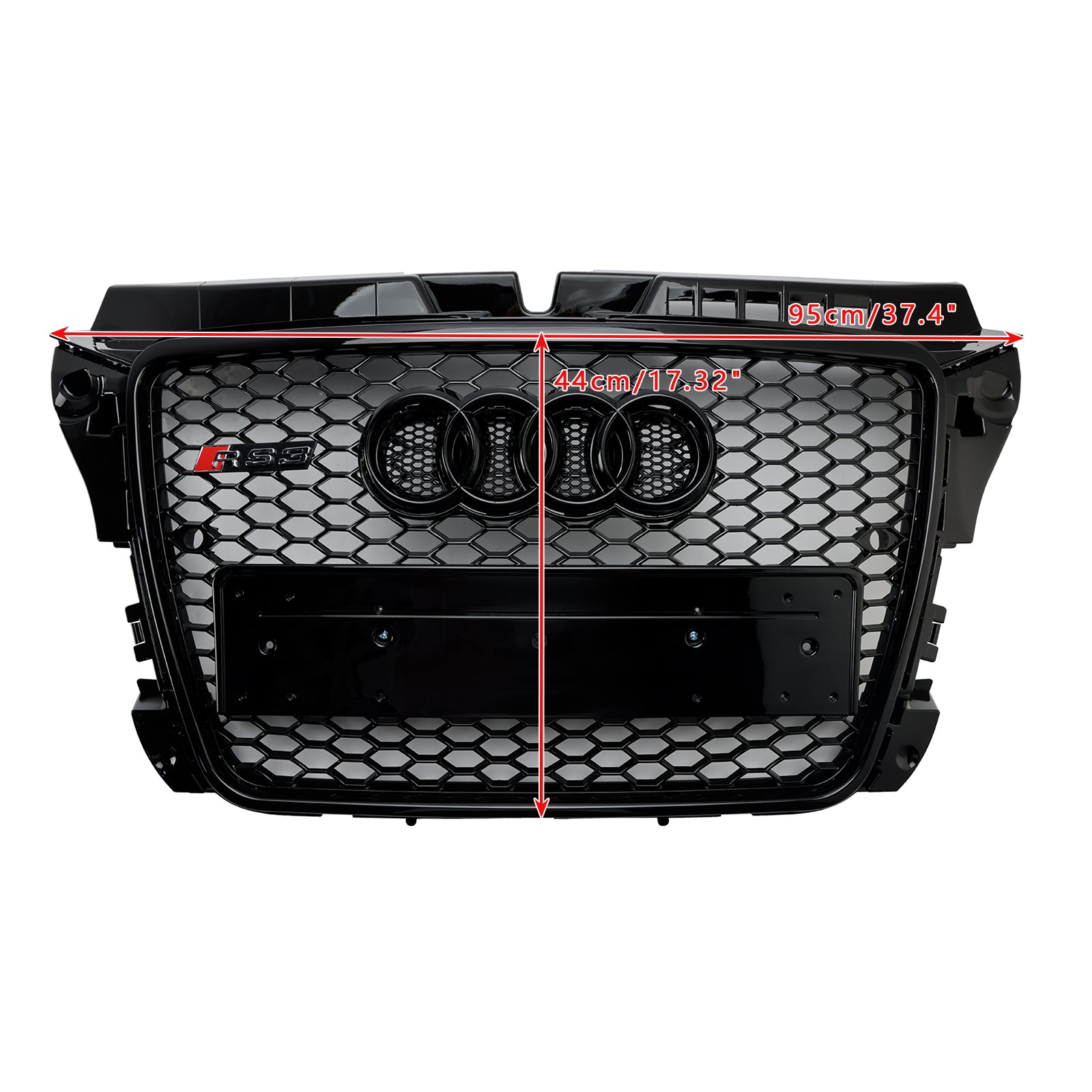 2008-2013 Audi A3 S3 8P Honeycomb Front Bumper Grill RS3 Style Gloss Black Grille - 0