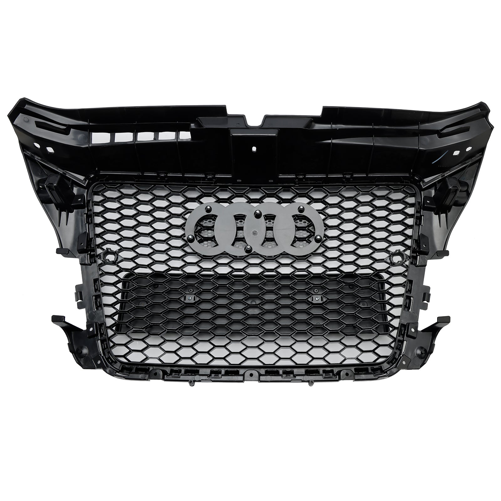 Grille avant noire en nid d'abeille pour Audi 8P A3 / A3 Sline / S3 2008-2013, remplacement du pare-chocs RS3 avec maillage hexagonal et emblème en anneau.