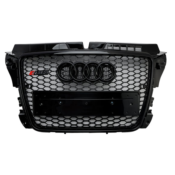 2008–2013 Audi A3 S3 8P Waben-Frontstoßstangengrill im RS3-Stil, glänzend schwarzer Kühlergrill