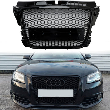 2008-2013 Audi A3/S3 8P Honeycomb främre stötfångargrill RS3 stil blank svart galler