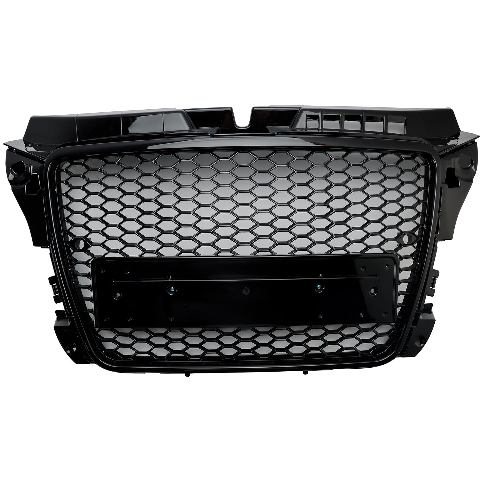 Grille avant noire en nid d'abeille pour Audi 8P A3 / A3 Sline / S3 2008-2013, remplacement du pare-chocs RS3 avec maillage hexagonal et emblème en anneau.