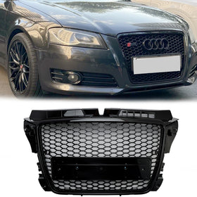2008–2013 Audi A3 S3 8P Waben-Frontstoßstangengrill im RS3-Stil, glänzend schwarzer Kühlergrill