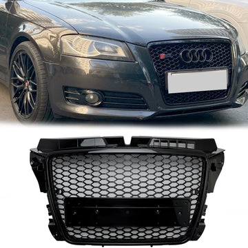 2008–2013 Audi A3 S3 8P Waben-Frontstoßstangengrill im RS3-Stil, glänzend schwarzer Kühlergrill