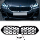 2020-2023 BMW Série 2 Gran Coupé F44 Calandre diamant noir brillant Grille de remplacement de pare-chocs avant avec LED-1