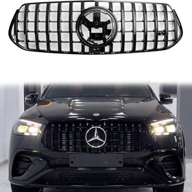 Mercedes Benz GLE-Class V167 AMG-Line 2024-2025 GT Style Grille Front Upper Bumper Black Grill